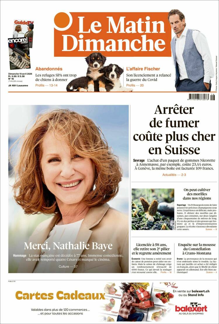 Portada de Le Matin (Suiza)