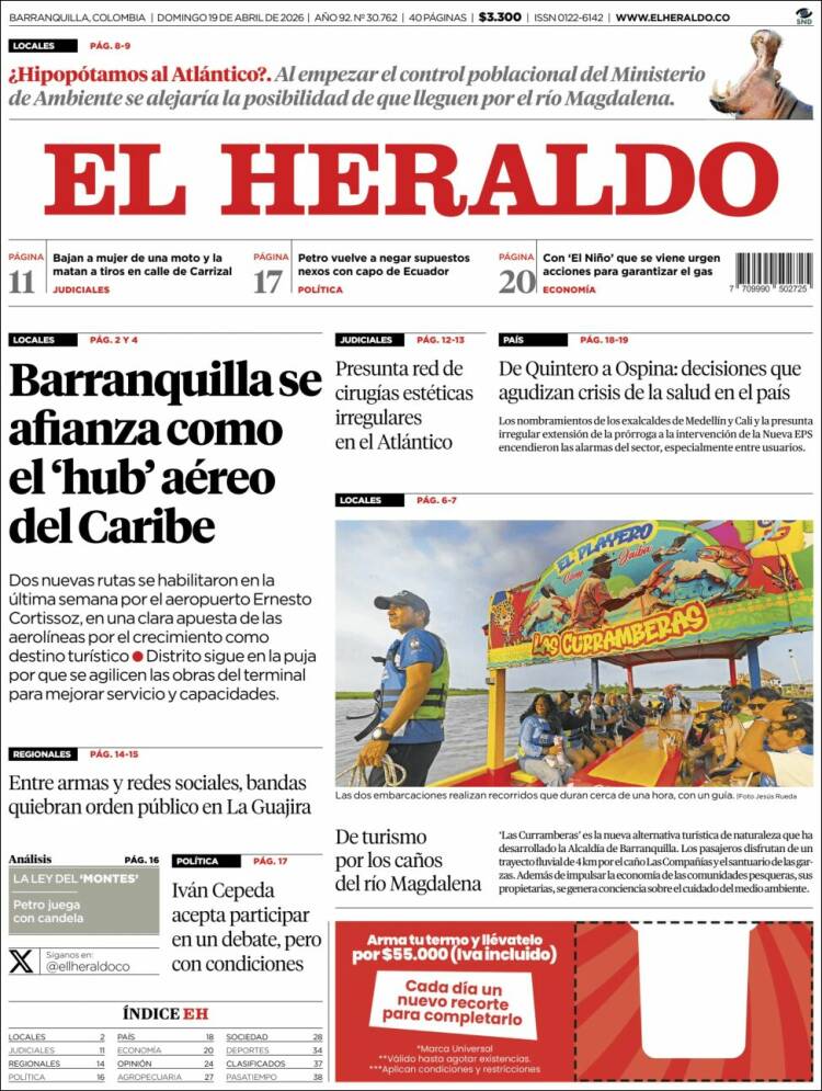 Portada de El Heraldo (Colombia)