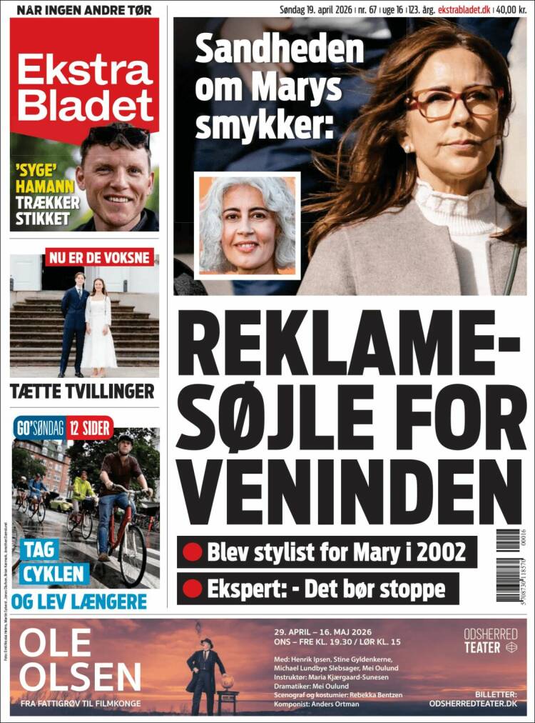 Portada de Ekstra Bladet (Dinamarca)
