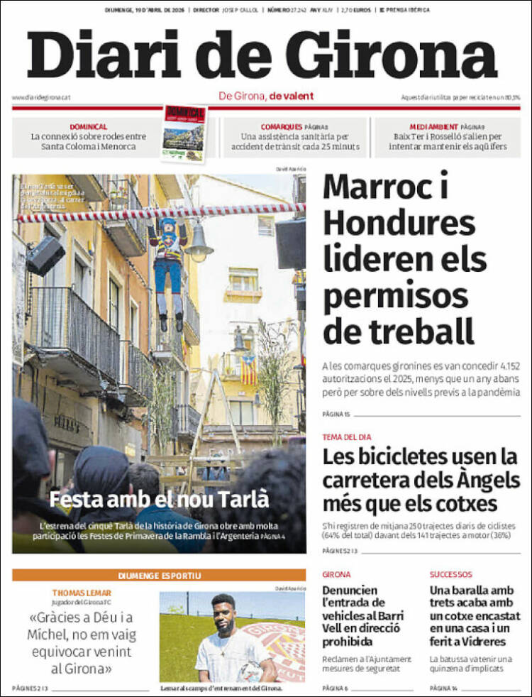 Portada de Diari de Girona (Espa&ntilde;a)