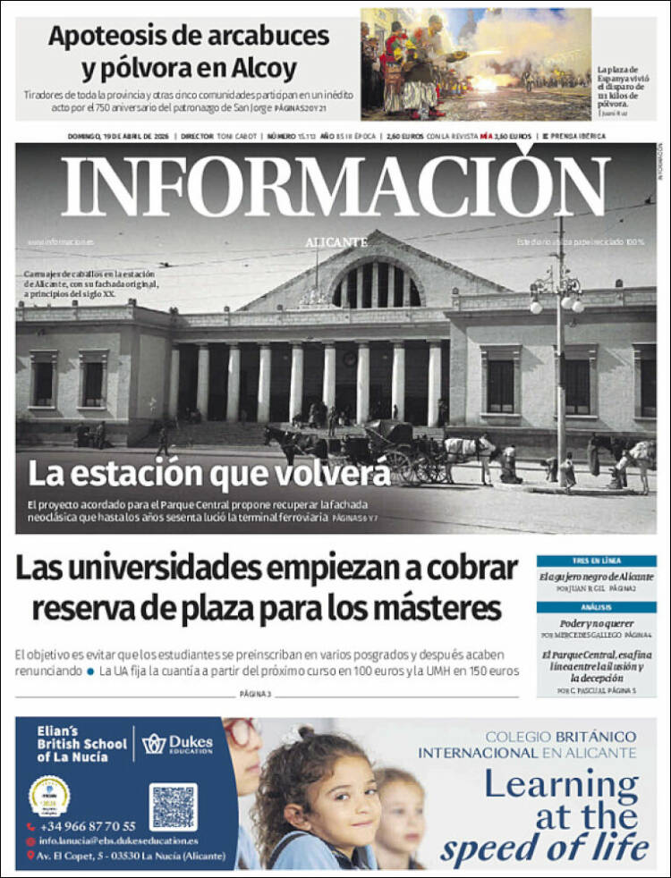 Portada de Diario Información (Espa&ntilde;a)