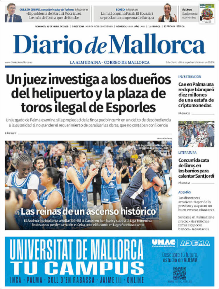 Portada de Diario de Mallorca (Espa&ntilde;a)