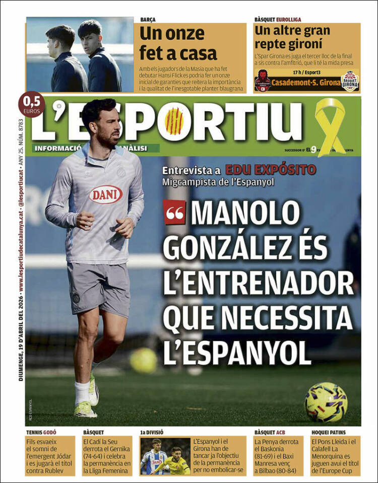 Portada de L'Esportiu (Espa&ntilde;a)