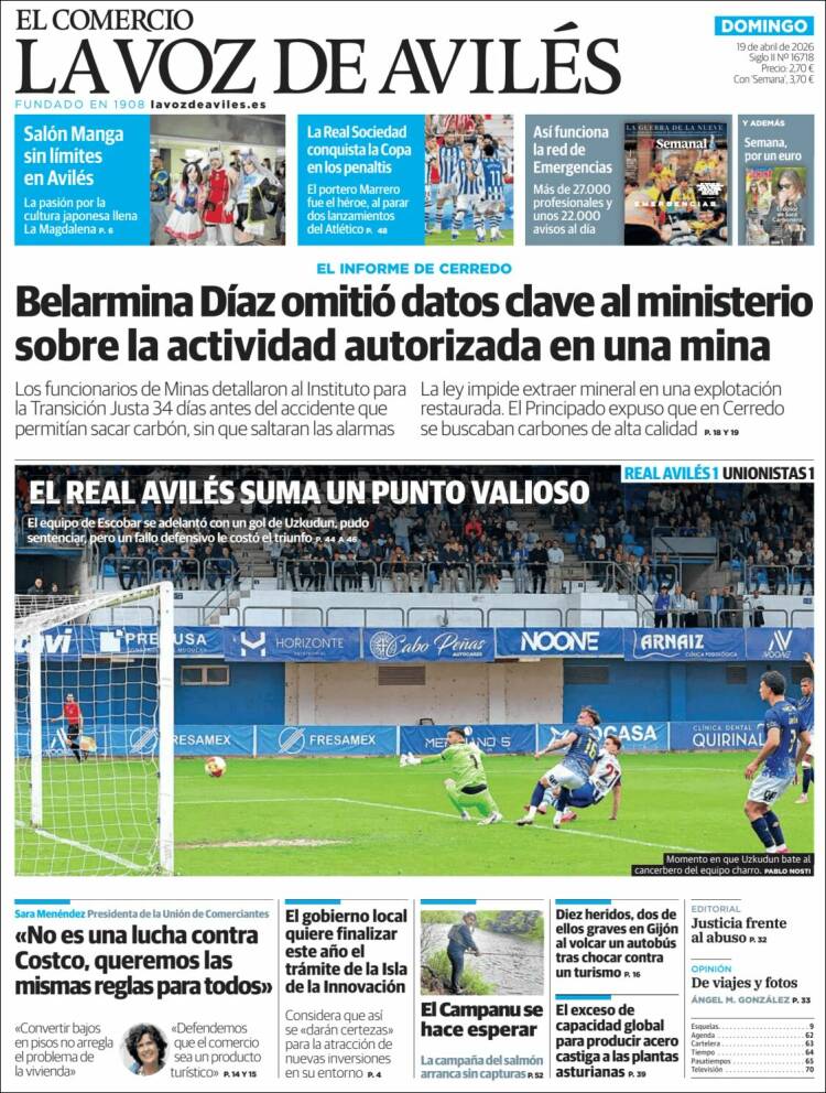 Portada de El Comercio - Avilés (Espa&ntilde;a)