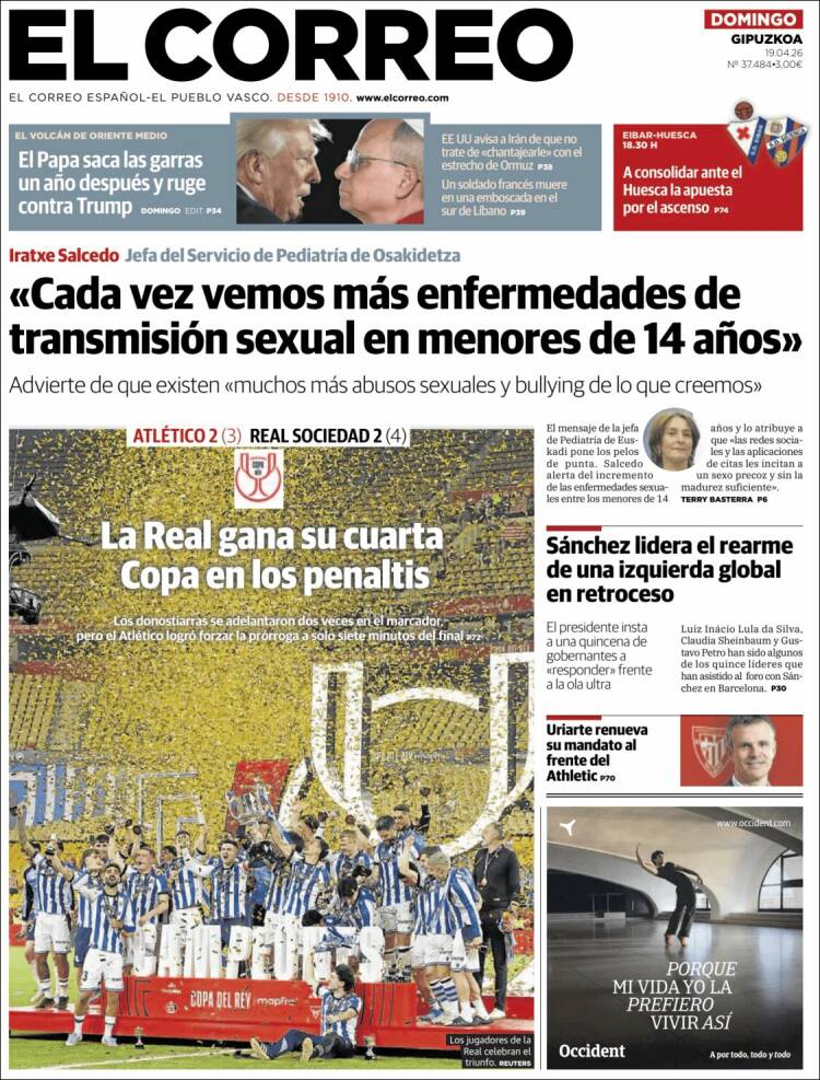 Portada de El Correo - Guipuzcoa (Espa&ntilde;a)