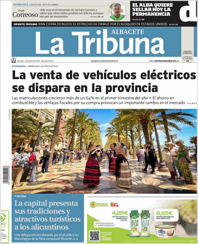 Portada de La Tribuna de Albacete (Espa&ntilde;a)