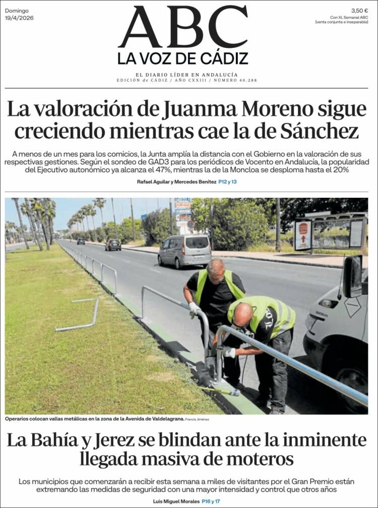 Portada de La Voz de Cádiz (Espa&ntilde;a)