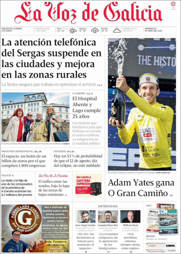 Portada de La Voz de Galicia (Espa&ntilde;a)