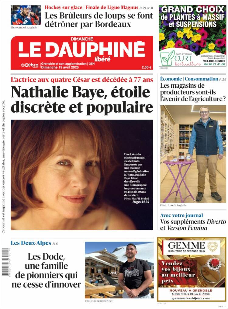 Portada de Le Dauphiné Libéré (Francia)