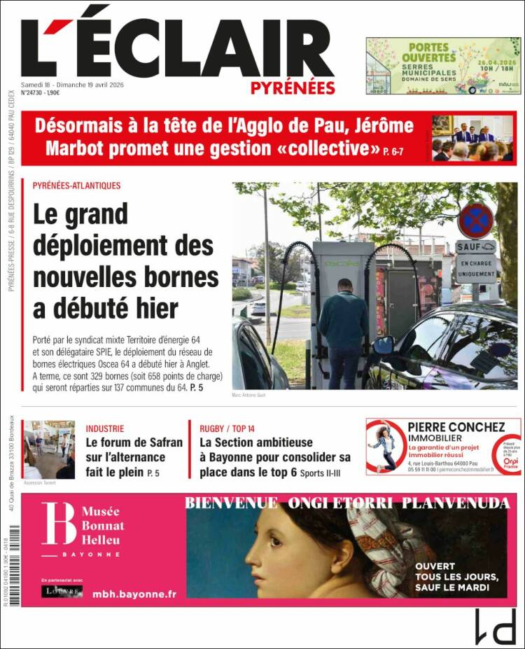 Portada de L'Eclair des Pyrénées (Francia)