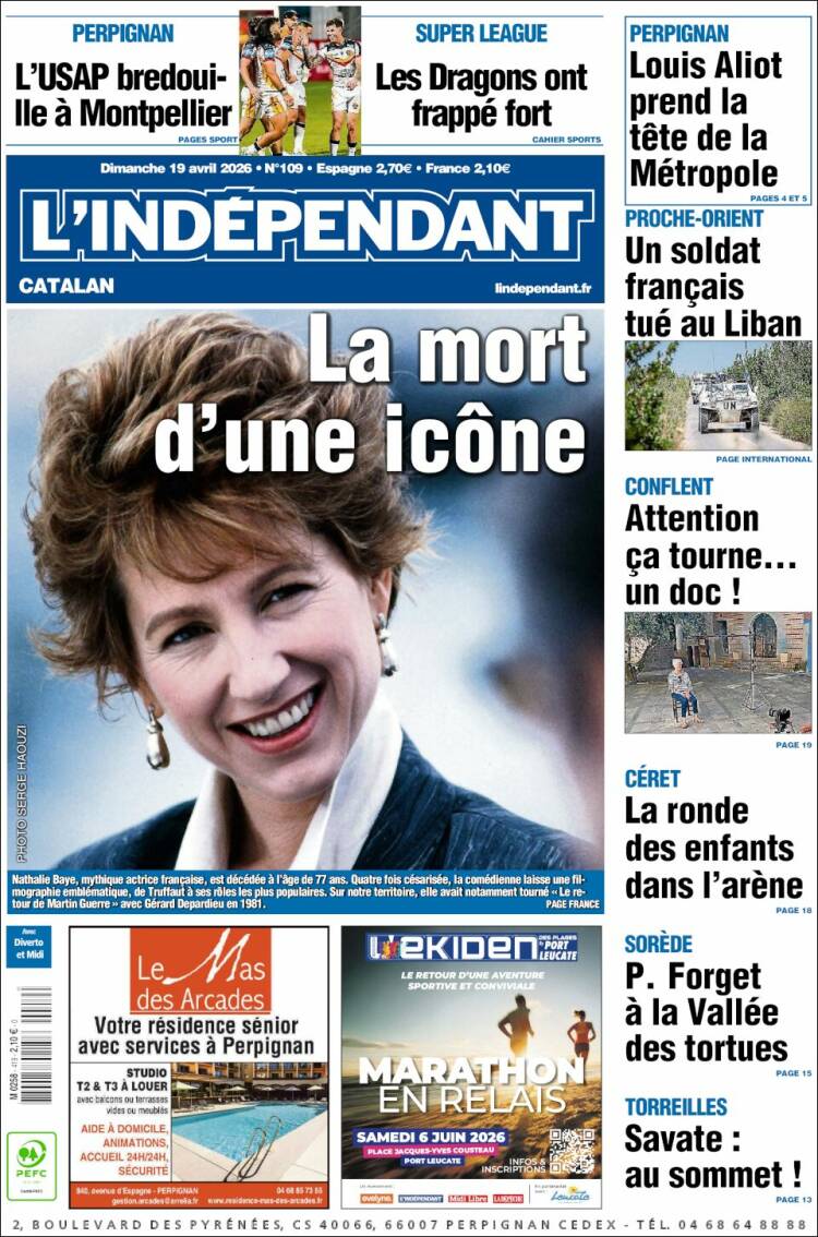 Portada de Le Indépendant (Francia)