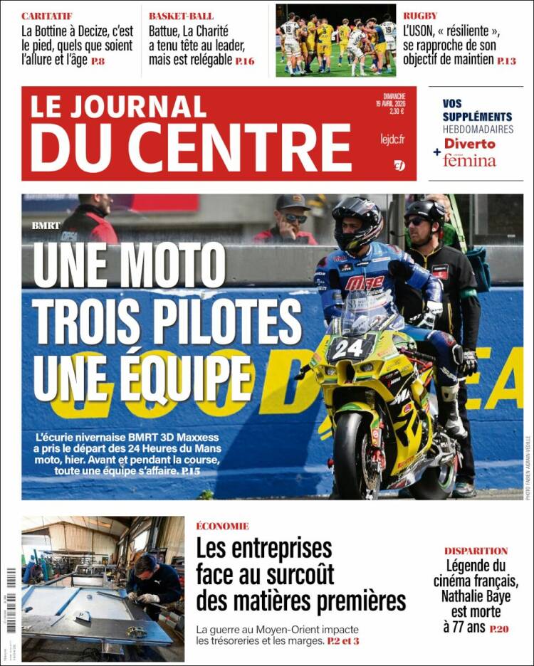 Portada de Le Journal du Centre (Francia)