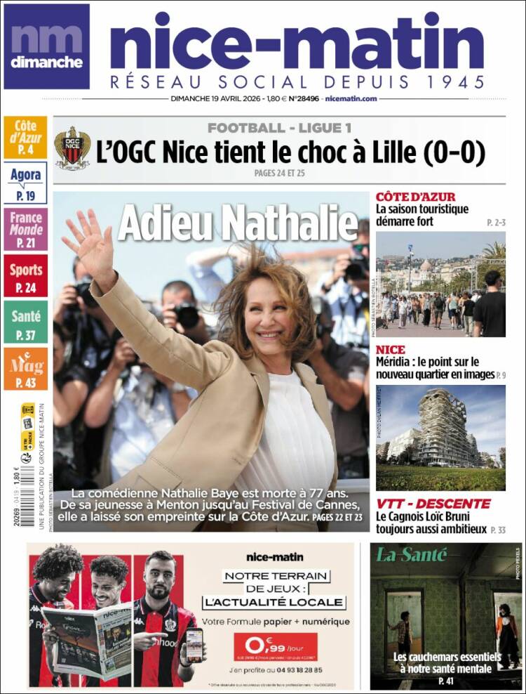 Portada de Nice-Matin (Francia)
