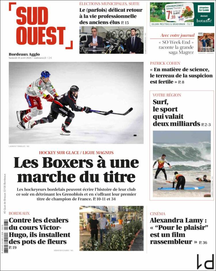 Portada de Sud Ouest (Francia)