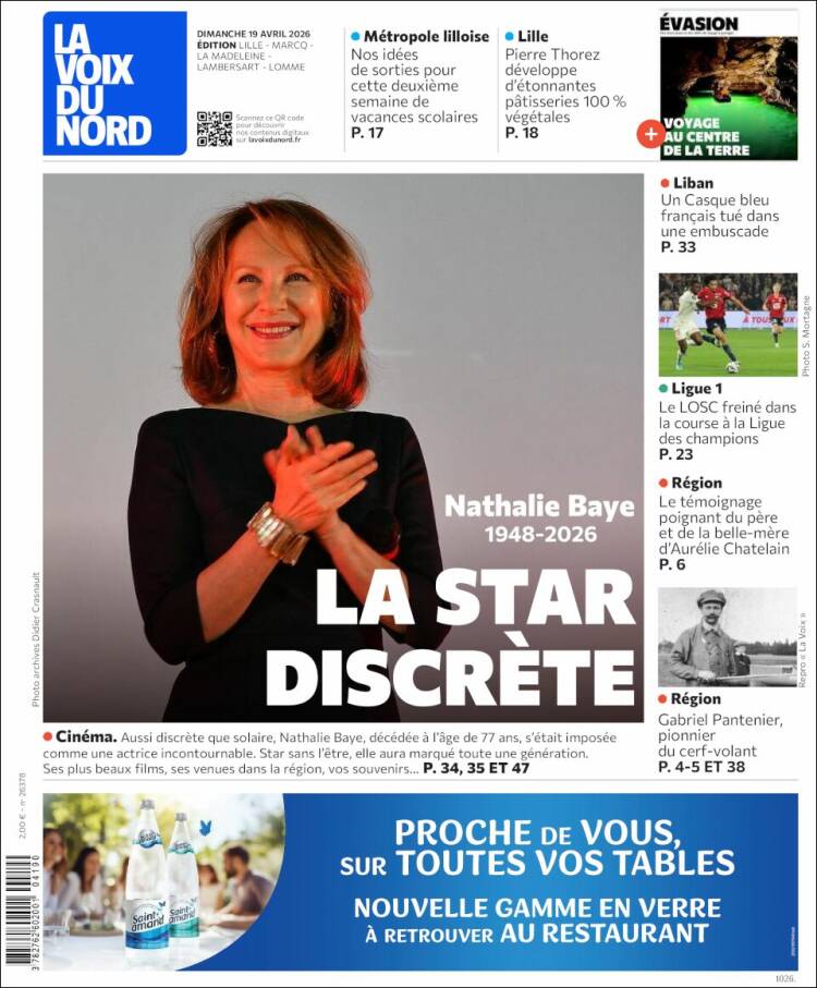 Portada de La Voix du Nord (Francia)