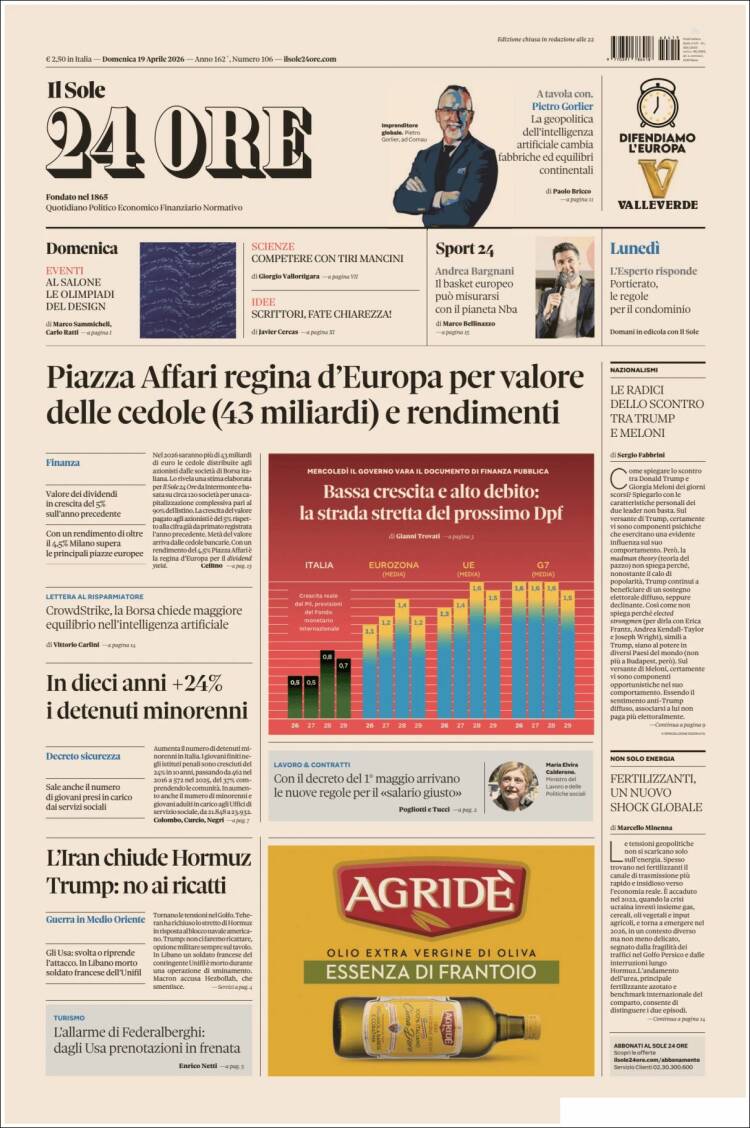 Portada de Il Sole 24 ORE (Italia)