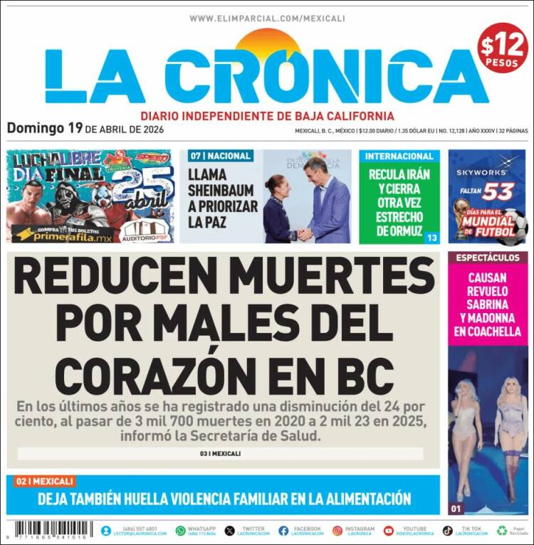 Portada de La Crónica de Baja California (M&eacute;xico)