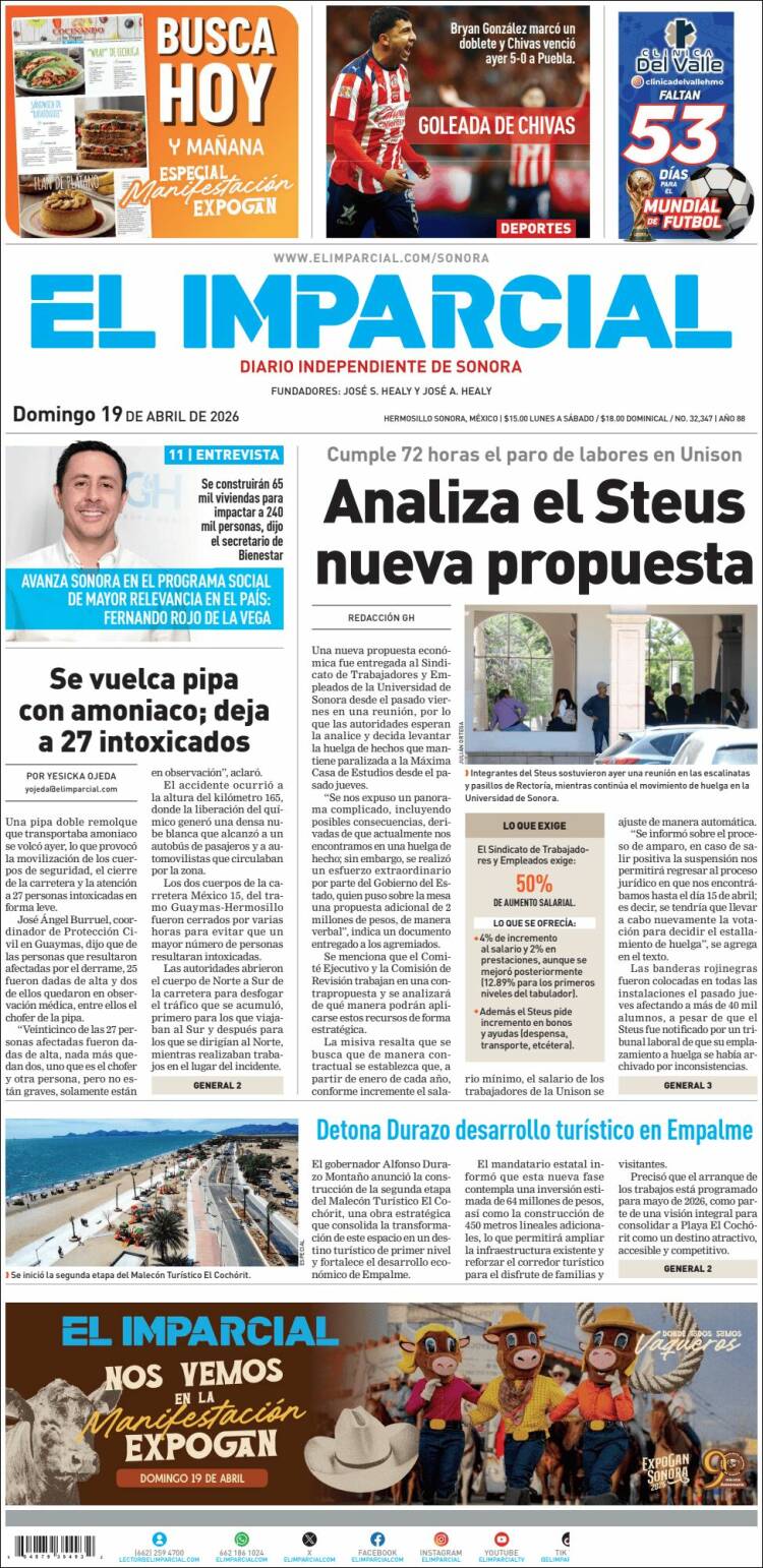 Portada de El Imparcial (M&eacute;xico)