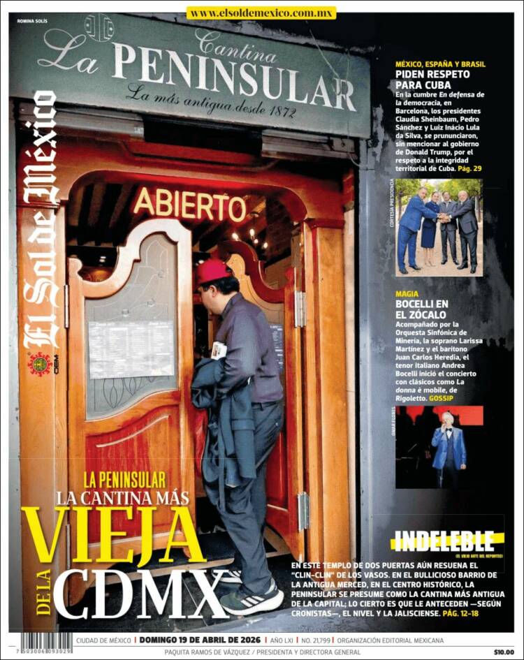 Portada de El Sol de México (M&eacute;xico)