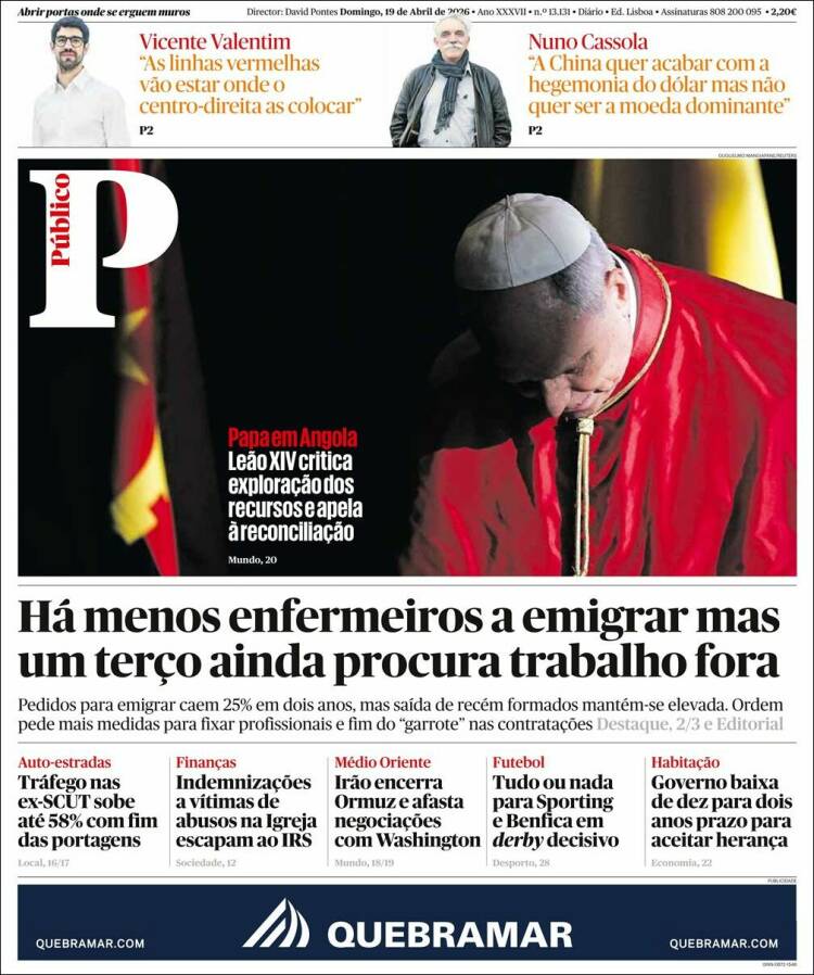 Portada de Público (Portugal)