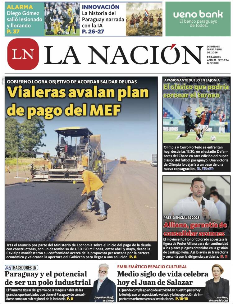 Portada de La Nación (Paraguay)