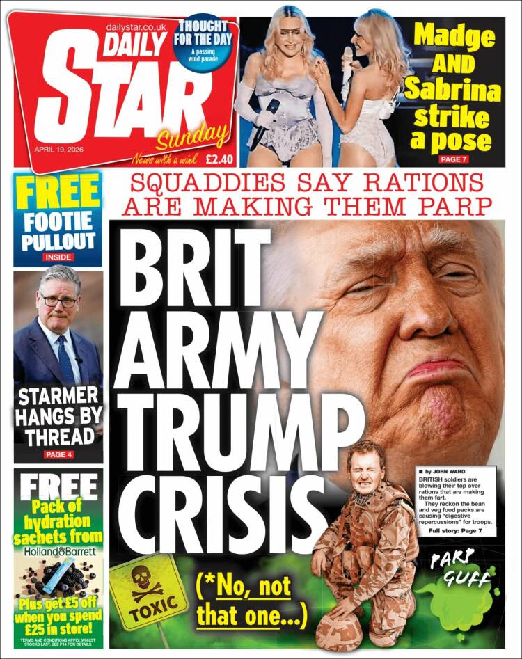 Portada de Daily Star (Reino Unido)
