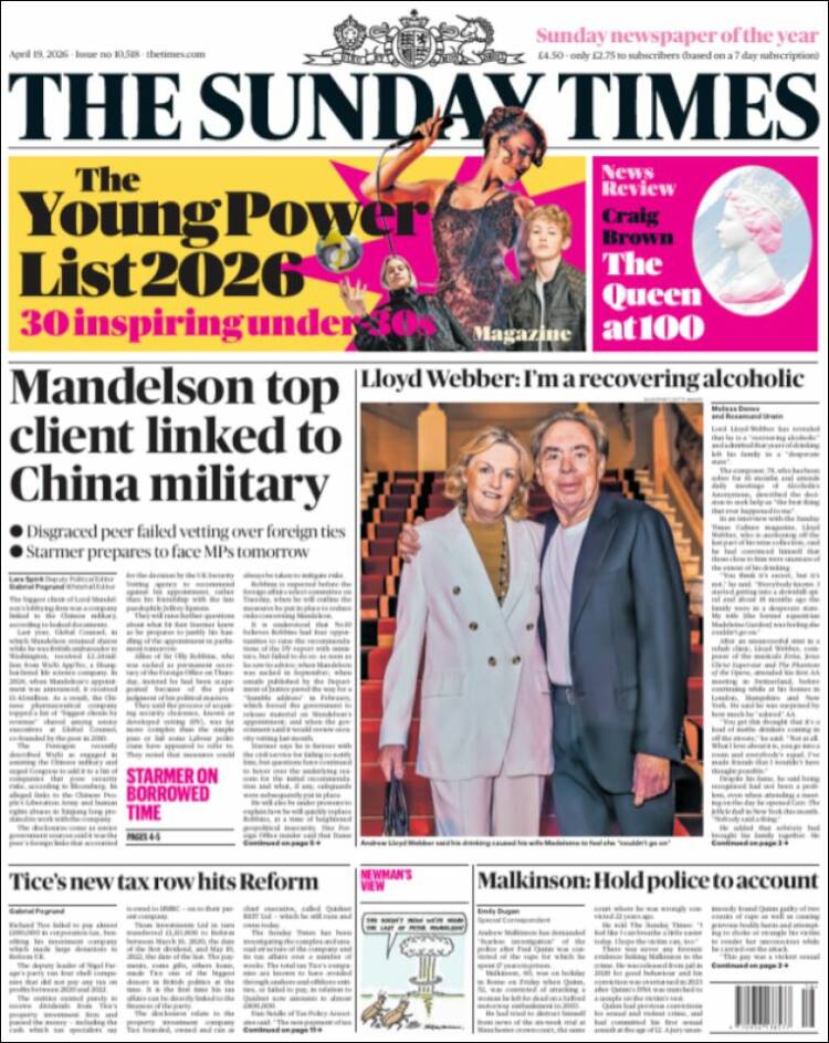 Portada de The Times (Reino Unido)