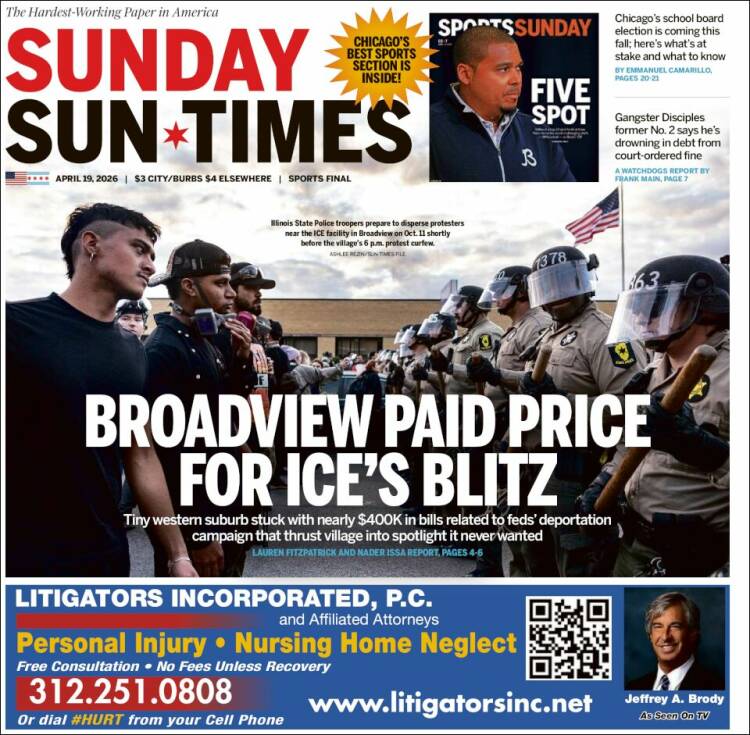 Portada de Chicago Sun-Times (USA)