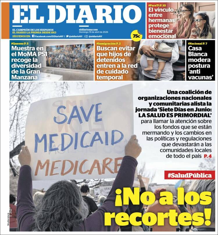 Portada de El Diario NY (USA)
