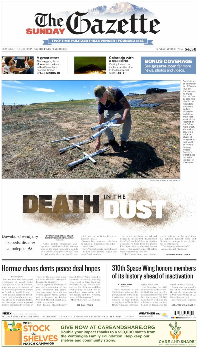 Portada de The Gazette (USA)