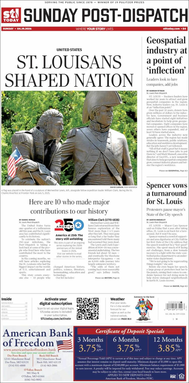 Portada de St. Louis Post-Dispatch (USA)
