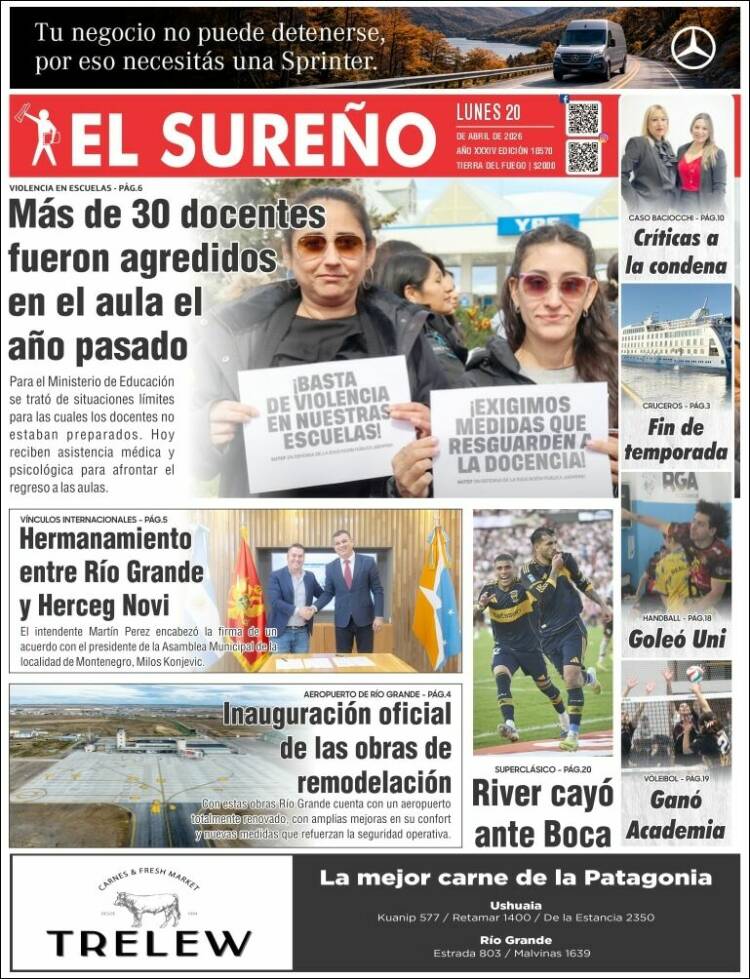 Portada de Diario El Sureño (Argentina)