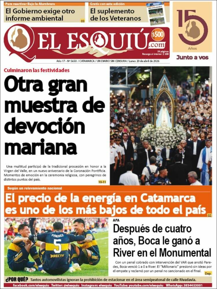 Portada de El Esquiu (Argentina)