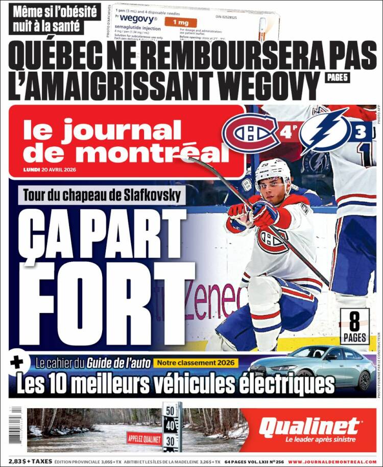 Portada de Le Journal de Montréal (Canad&aacute;)