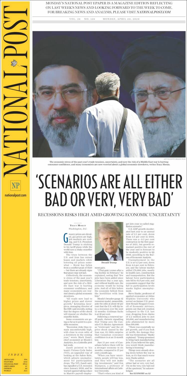 Portada de The National Post (Canad&aacute;)