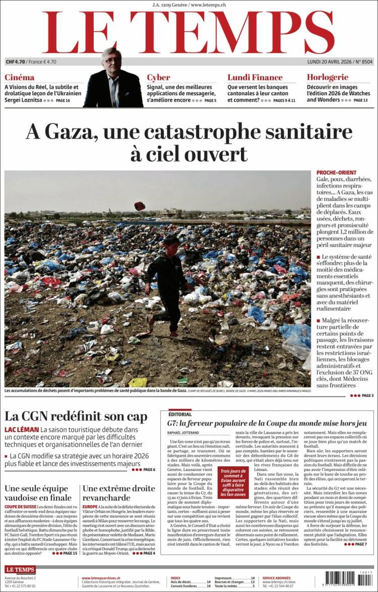 Portada de Le Matin (Suiza)