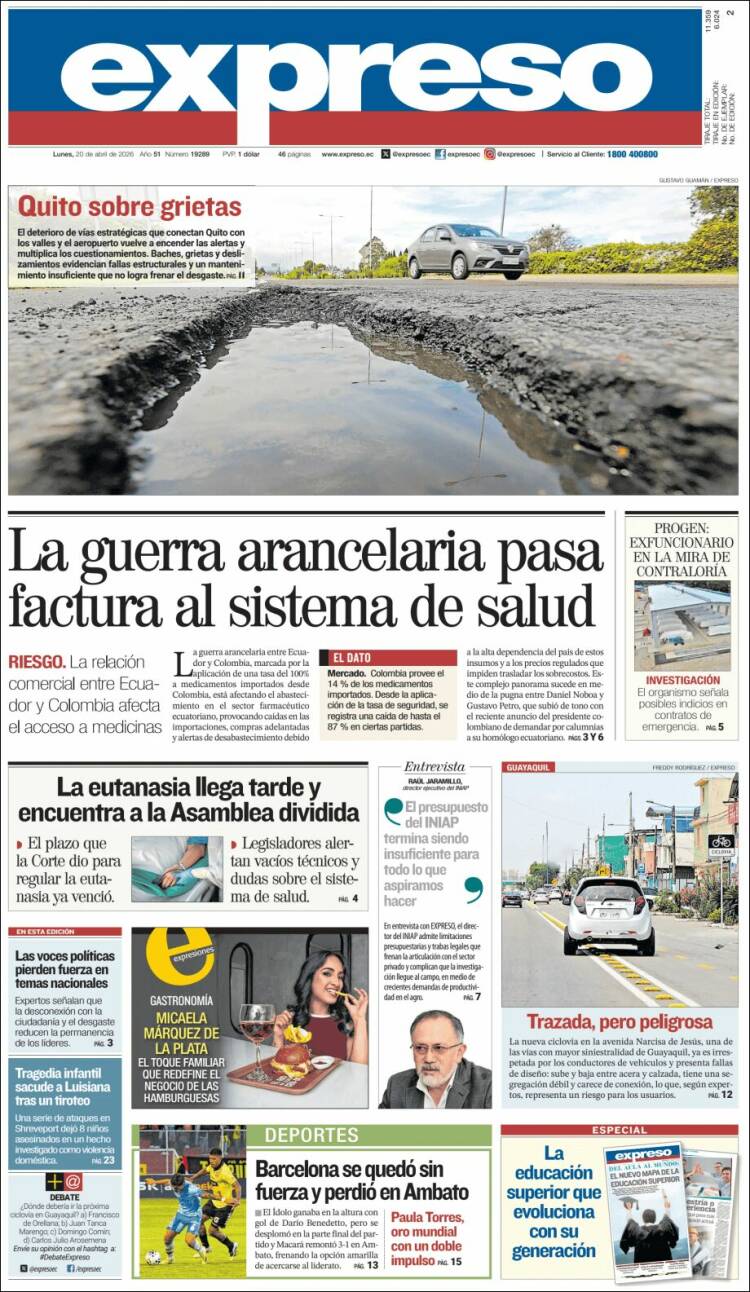 Portada de Expreso (Ecuador)