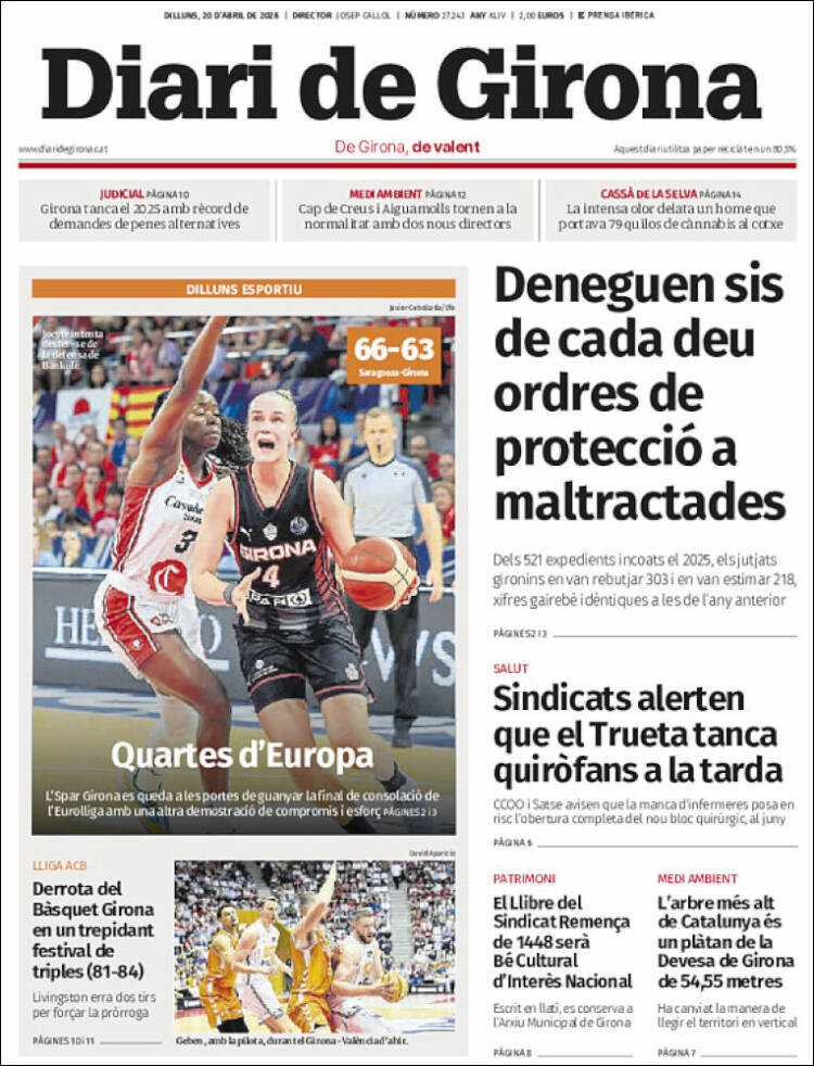 Portada de Diari de Girona (Espa&ntilde;a)