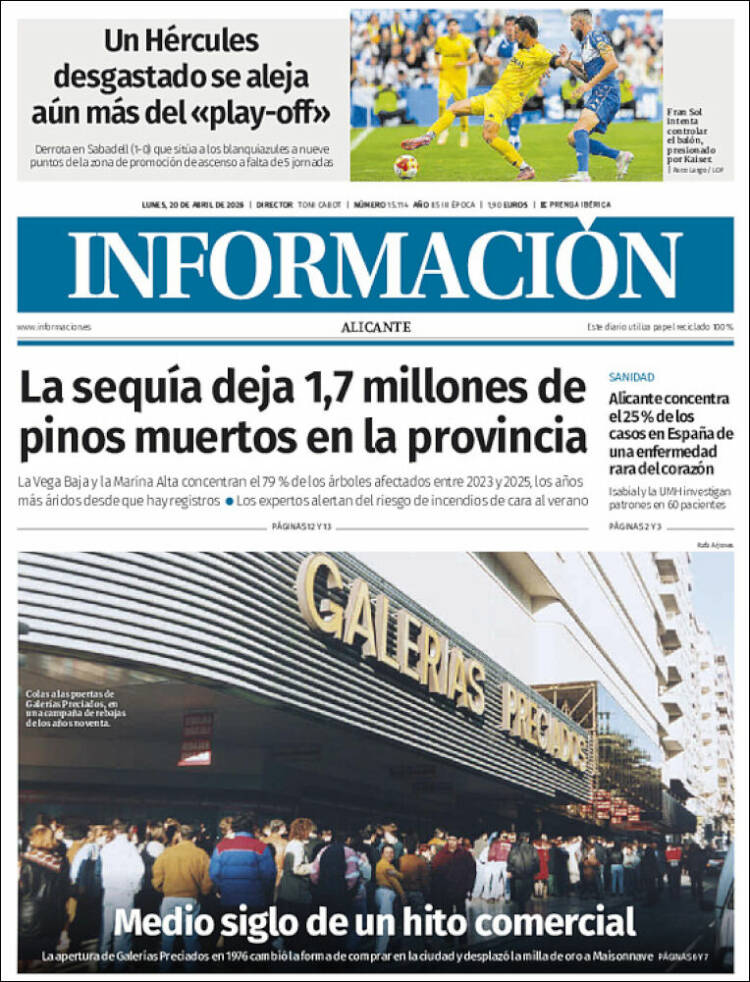 Portada de Diario Información (Espa&ntilde;a)