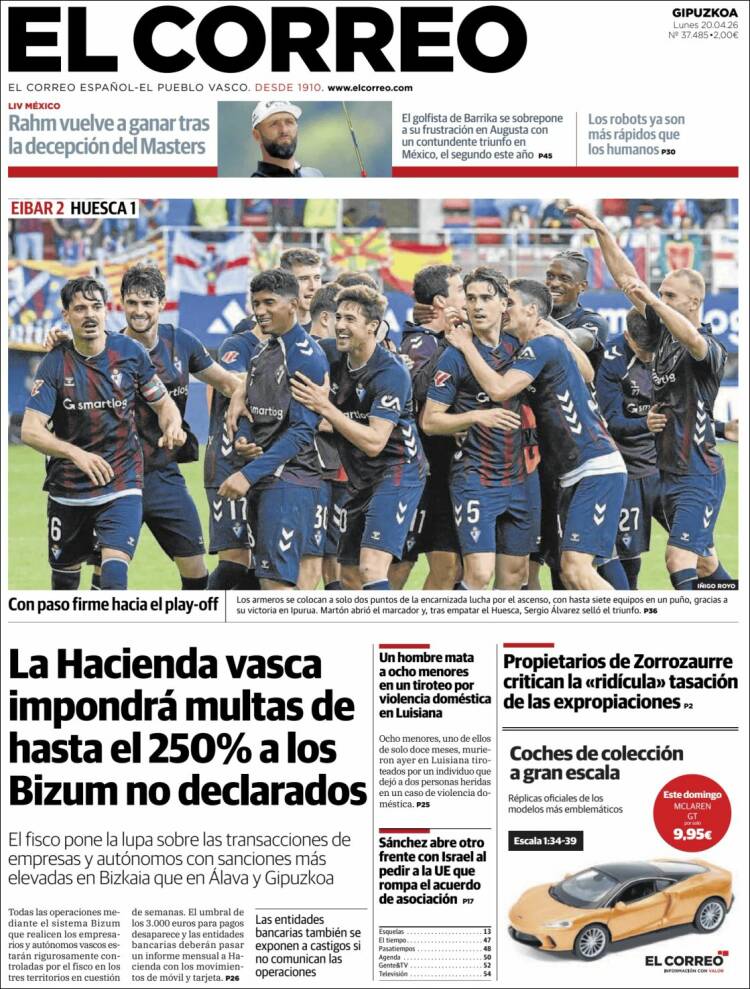 Portada de El Correo - Guipuzcoa (Espa&ntilde;a)
