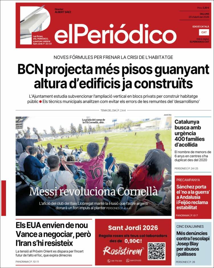 Portada de El Periódico de Catalunya (Espa&ntilde;a)