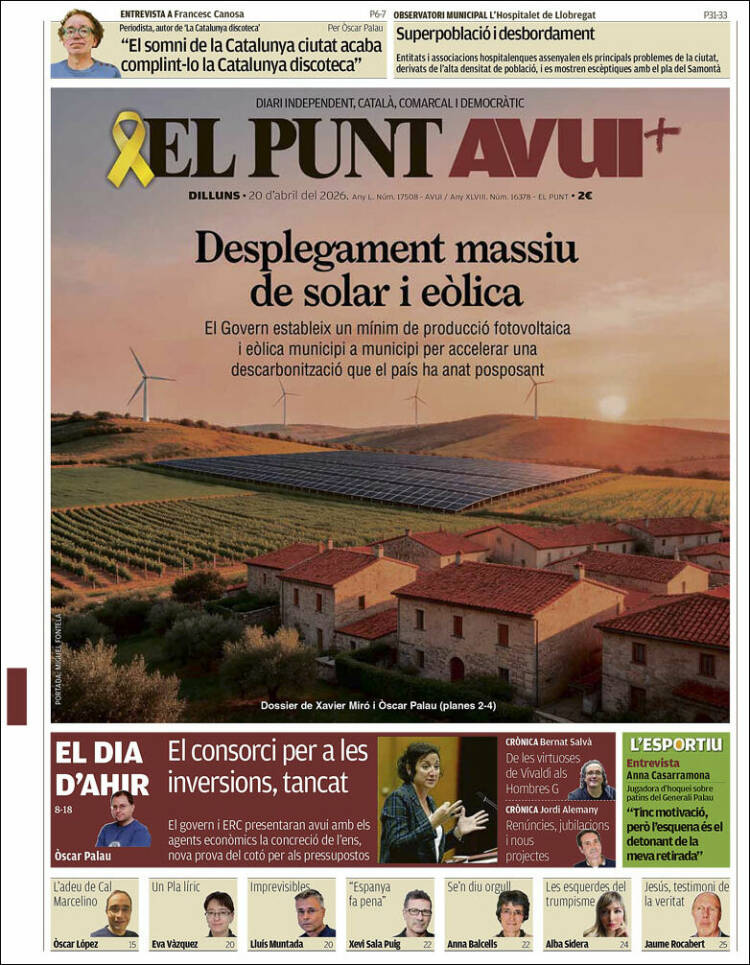 Portada de El Punt Avui (Espa&ntilde;a)