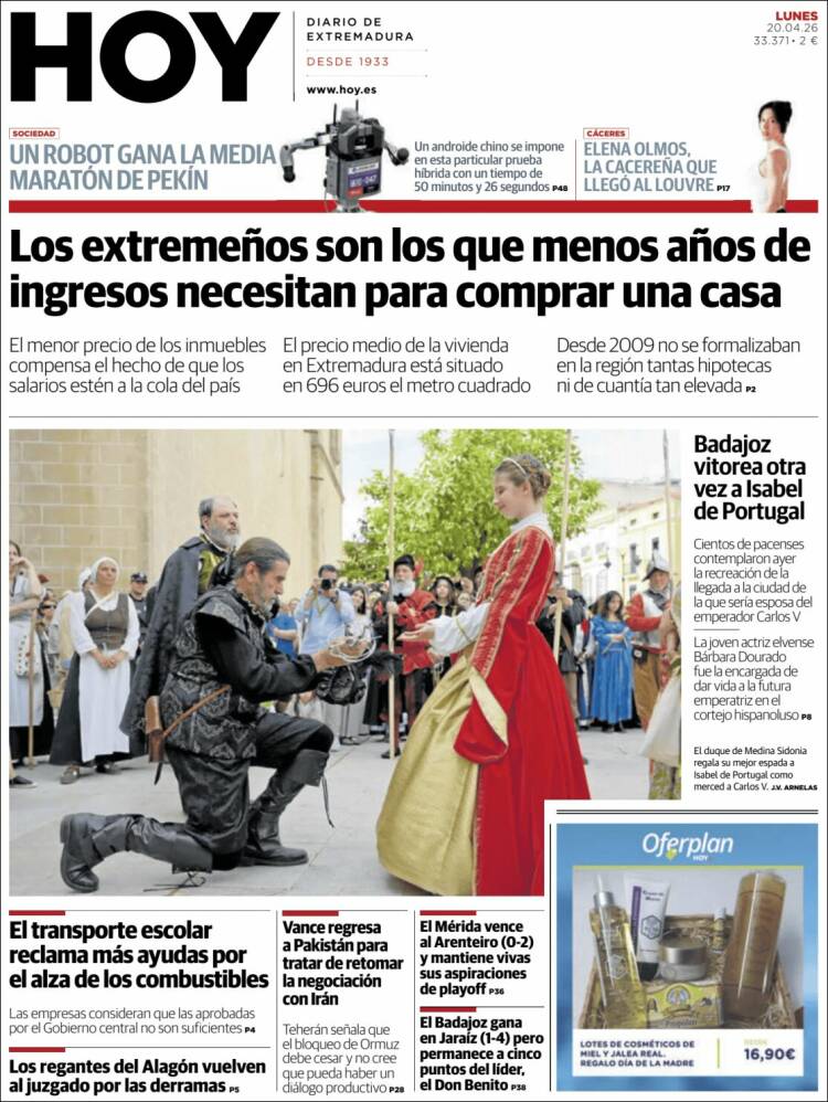 Portada de Hoy - Caceres (Espa&ntilde;a)