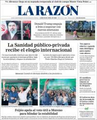 Portada de La Razón (Espagne)