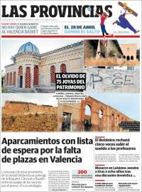 Portada de Las Provincias (Espa&ntilde;a)