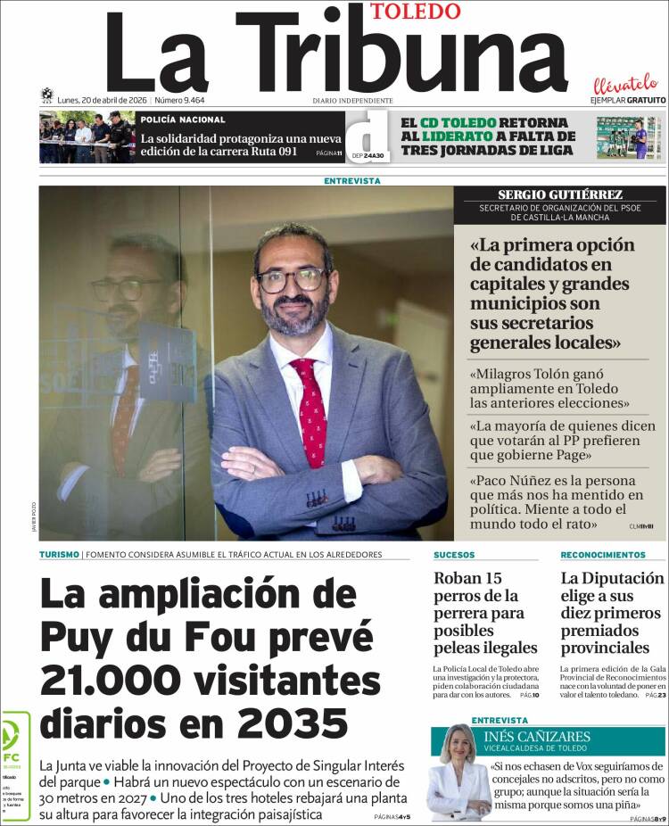 Portada de La Tribuna de Toledo (Espa&ntilde;a)