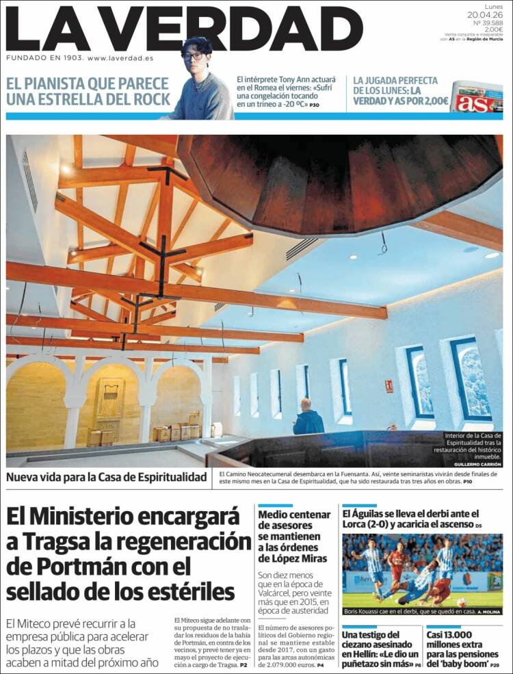 Portada de La Verdad de Murcia (Espa&ntilde;a)