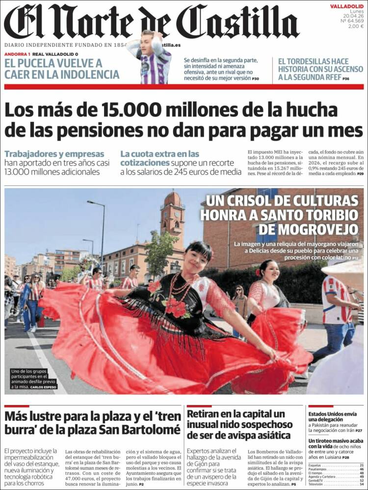 Portada de Norte de Castilla - Valladolid (Espa&ntilde;a)