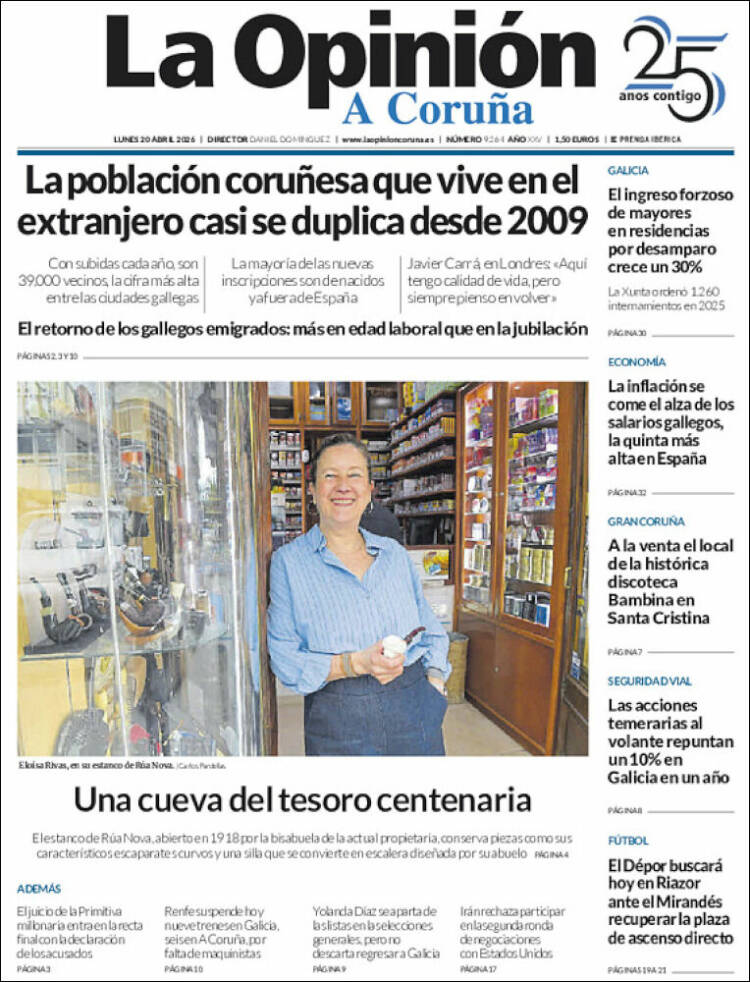 Portada de La Opinión de A Coruña (Espa&ntilde;a)