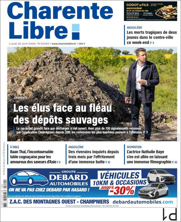 Portada de Charente Libre (Francia)